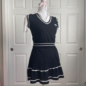 Black and white knit vest and tennis skirt set
